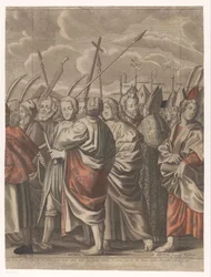 Kristi triumftåg med figurer från Gamla och Nya testamentet (sjunde delen) Le triomphe de Jesus Christ (titel på objekt)