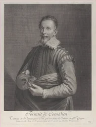Porträtt av en komiker: porträtt av Francesco Andreini med en mask, 1729-40., 1729-40.