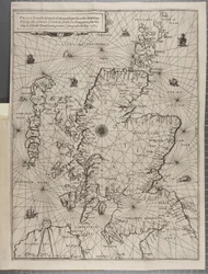 Karta, ur Kung Jakob V:s seglats runt Skottland, Orkneyöarna och Hebriderna eller Västöarna: Under ledning av den utmärkte lotsen Alexander Lindsay