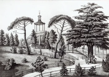 Labyrinten fra Jardin des Plantes, Paris, graveret af Francois Aubertin (177383-1821) swed