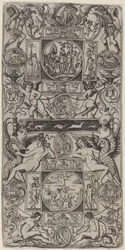 Prydnadspanel med Orpheus och Parisdomen