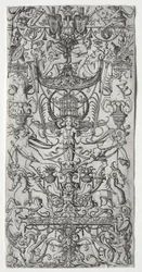 Ornamentpanel med en fågelbur, ca. 1500-1512.