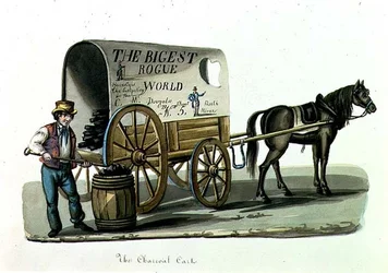 Träkolsvagnen, ca 1840-44 (akvarell på papper)