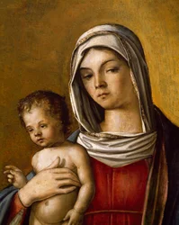 Madonna och barn, Central Panel of Triptych med Madonna and Child, St. Albert och St. Sebastian