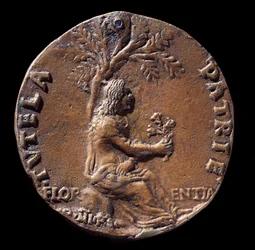 Medaljong som representerar Lorenzo de Medici, känd som den magnifika (brons