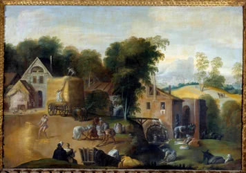 Le vannage du grain Målning av Nicolo dell "Abate