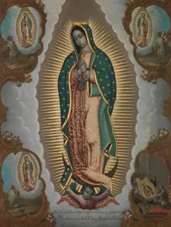 Jungfrun av Guadalupe med de fyra uppenbarelserna, 1773.