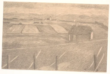 Landskap vid Ferring, fyr tänd