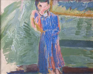 Stående figur, blå klänning