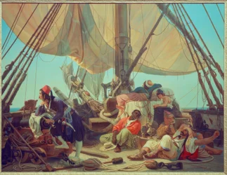 Pirater på däcket på sitt skepp