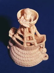 Den övre delen av Salt Cellar av befälhavaren på det heraldiska skeppet, Nigeria, bini-portugisiska, ca 1525-1600