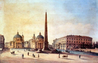 Folkets plats, Rom, Italien 1847, akvarell av Nikanor Grigoryevich Chernetsov (1805 - 1879). Rysk landskapsmålare.