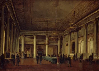 Interiörvy av Dmitry Naryshkins hus under ett möte i Society for the Encouragement of Arts, 1825