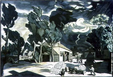 Landskap med storm (olja på duk)