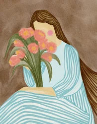 Den blyga kvinnan och de rosa tulpanerna
