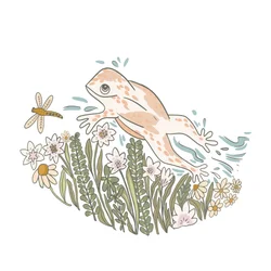 Den fantasifulla grodan och blommorna