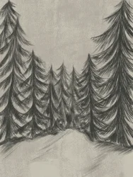 Skiss av en vinterskog