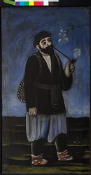 Porter Soso par Pirosmani (Pirosmanashvili), Niko (1862-1918). Olja på vaxduk, storlek: 77x42