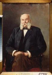 Porträtt av författaren I Goncharov (Porträtt av författaren I Goncharov) - Målning av Nikolai Alexandrovich Yaroshenko (Yarochenko) (1846-1898), olja på duk