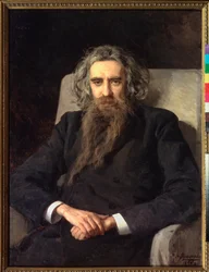 Portrait du philosophe et ecrivain Vladimir Solovyov (Soloviev, Solovev) (1853-1900) (Porträtt av filosofen och författaren Vladimir Solovyov) - Peinture de Nikolai Alexandrovich Yaroshenko (Yarochenko) (1846-1898), olja på duk