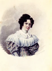 Porträtt av Alexandra Ivanovna Davydova 1802-1895, fru till Decembrist Vasily Davydov, 1830-1839