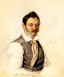 Porträtt av Decembrist Fonvizin Michail A. Fonvizin 1787-1854, 1834