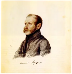 Porträtt av decembrist Nikolai Lorer 1794-1873, 1832-1833