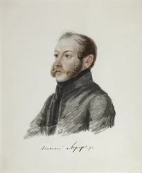 Porträtt av decembrist Nikolai Lorer 1794-1873, 1832-1833