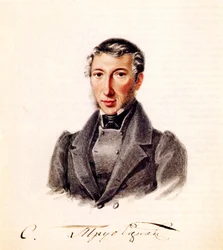 Porträtt av decembrist prins Sergei Petrovich Trubetskoy 1790-1860, 1839