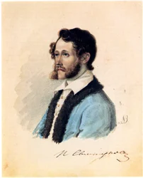 Porträtt av Decembrist Pjotr Svistunov 1803-1889, 1836