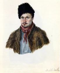 Porträtt av Decembrist Vasily Davydov 1793-1855, 1839