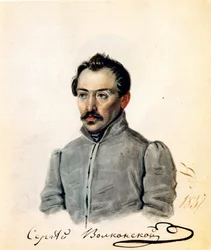 Porträtt av decembristgreve Sergey Volkonsky 1788-1865, 1837