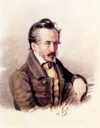 Porträtt av decembristgreve Sergey Volkonsky 1788-1865, 1840-talet