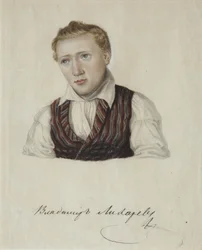 Porträtt av decembrist Vladimir Nikolaevich Likharev 1803-1840, 1828