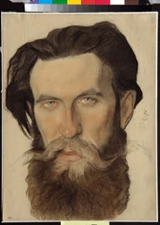 Porträtt av Otto Yulievitch Schmidt (1891-1956), sovjetisk vetenskapsman (Otto Y.Schmidt) - Teckning av Nikolai Andreevich Andreev (1873-1932) Sanguine och krita på papper (32,4x24,1)