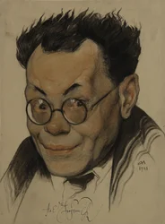 Porträtt av författaren Alexei M. Remizov 1877-1957, 1923