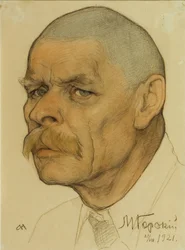 Porträtt av författaren Maxim Gorkij 1868-1939, 1921