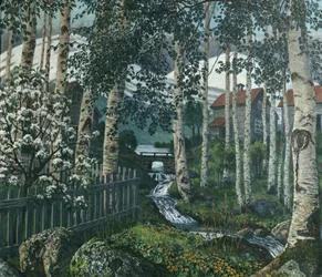 Björkar (olja på duk)