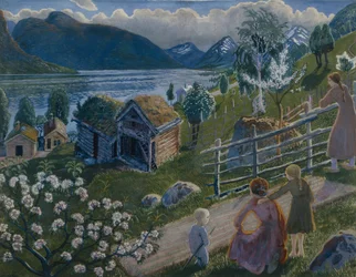 Grått väder vid Sandalstrand (olja på duk)
