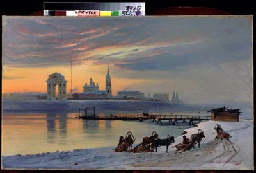 "Utsikt över floden Angara i Irkutsk i Sibirien" Målning av Nikolai Florianovich Dobrovolsky (1837-1900) 1886 Statens konstmuseum, Irkutsk