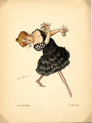 Balettdansös Marie Petipa Från: Rysk balett i karikatyrer, 1902-1905