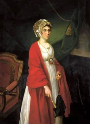 Porträtt av Astress och sångerska, Contess Praskovya Sheremeteva, Zhemchugova 1768-1803, 18