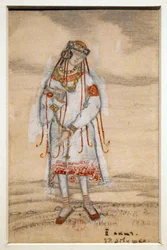Kostymdesign för baletten The Rite of Spring Le Sacre du Printemps av I. Stravinsky, 1912