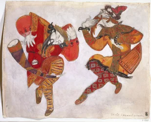 Skomorokhs. Kostymdesign för operan Prince Igor av A. Borodin, 1914