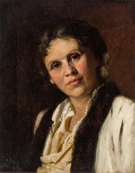 Sofia Koovchinnikova, paintre russe - Porträtt av Sofia Kuvshinnikova (1847-1907), av Bazhin, Nikolai Nikolaevich (1856-1917). Olja på duk