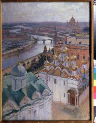 Utsikt över Moskva från Ivan det stora klocktornet. Målning av Nikolai Nikolayevich Gritsenko (1856-1900), olja på duk