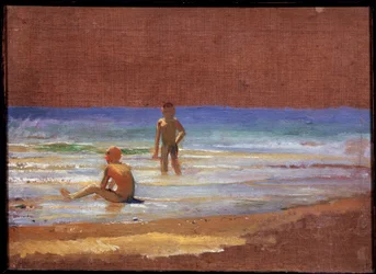 Pojkar på stranden. Målning av Nikolai Nikolayevich Ge (Gay) (1831-1894), olja på duk, rysk konst från 1800-talet. Statens Tretjakovgalleri, Moskva.