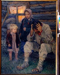 Deuil - Bogdanov-Belsky, Nikolai Petrovich (1868-1945) Sorgolja på duk 1909 Regional Art Museum, Sumy 141x106