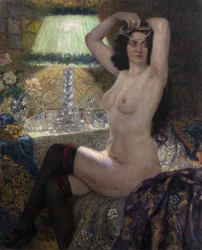 den gröna lampan, 1900-talet (olja på duk)