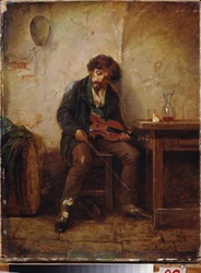 En musiker. Målning av Nikolai Petrovich Petrov (1834-1876), olja på duk